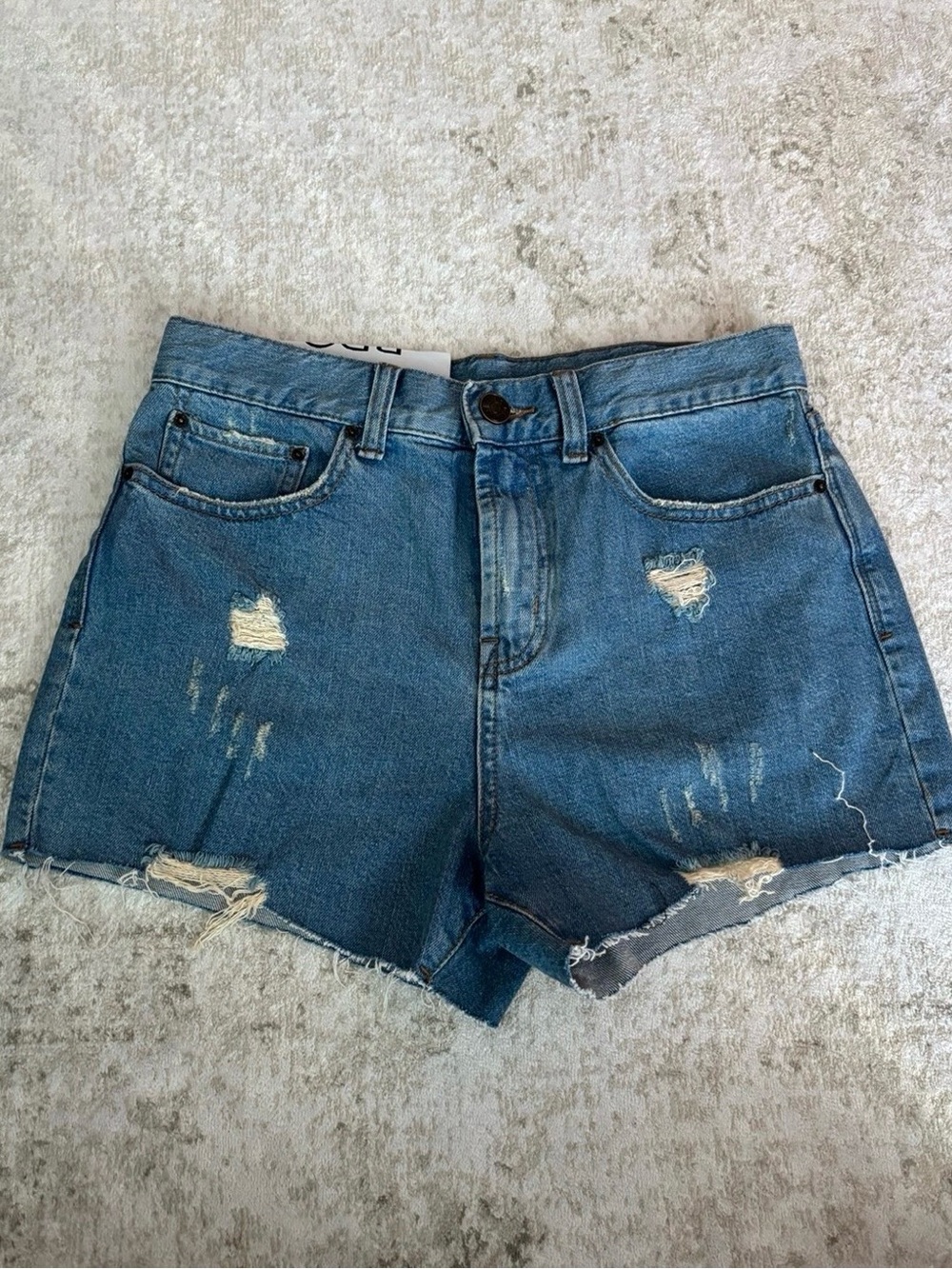 BDG Blue Distressed High-Rise Jean Shorts